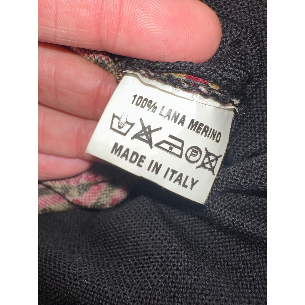 Messagerie Womens V Neck Sweater 100% Merino Wool Long Sleeve‎ Checkered - Picture 7 of 7